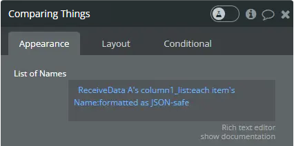 Compare Things - Dynamic Data - Names list